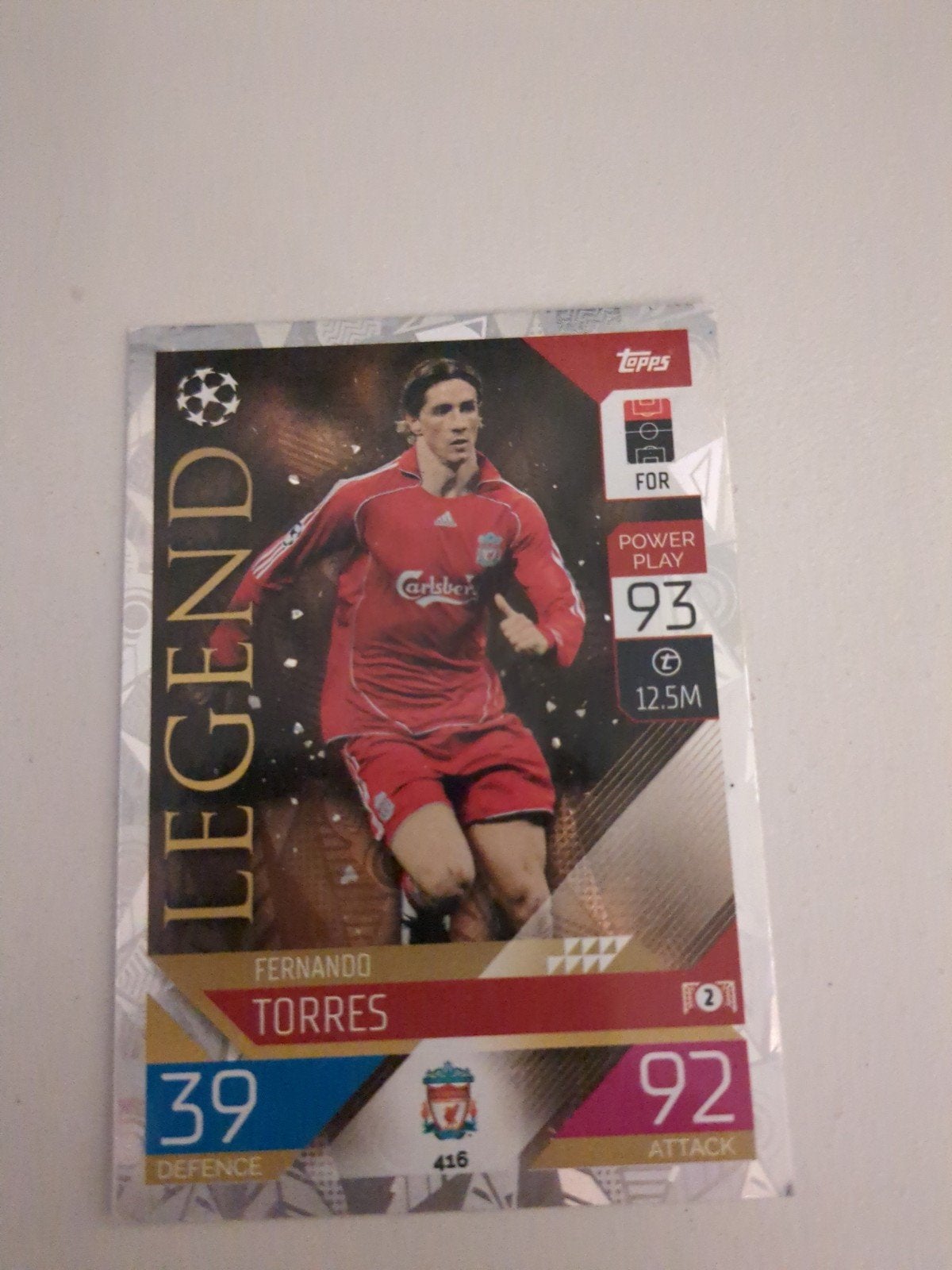 Fernando Torres Match Attax Legend kaart Liverpool, Ophalen of Verzenden, Zo goed als nieuw, Buitenlandse clubs, Spelerskaart