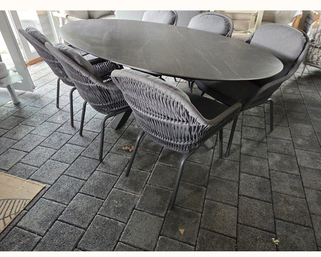 GARDEN IMPRESSIONS DININGSET OVALE TAFEL MET 6 DININGSTOELEN, Ophalen, Nieuw