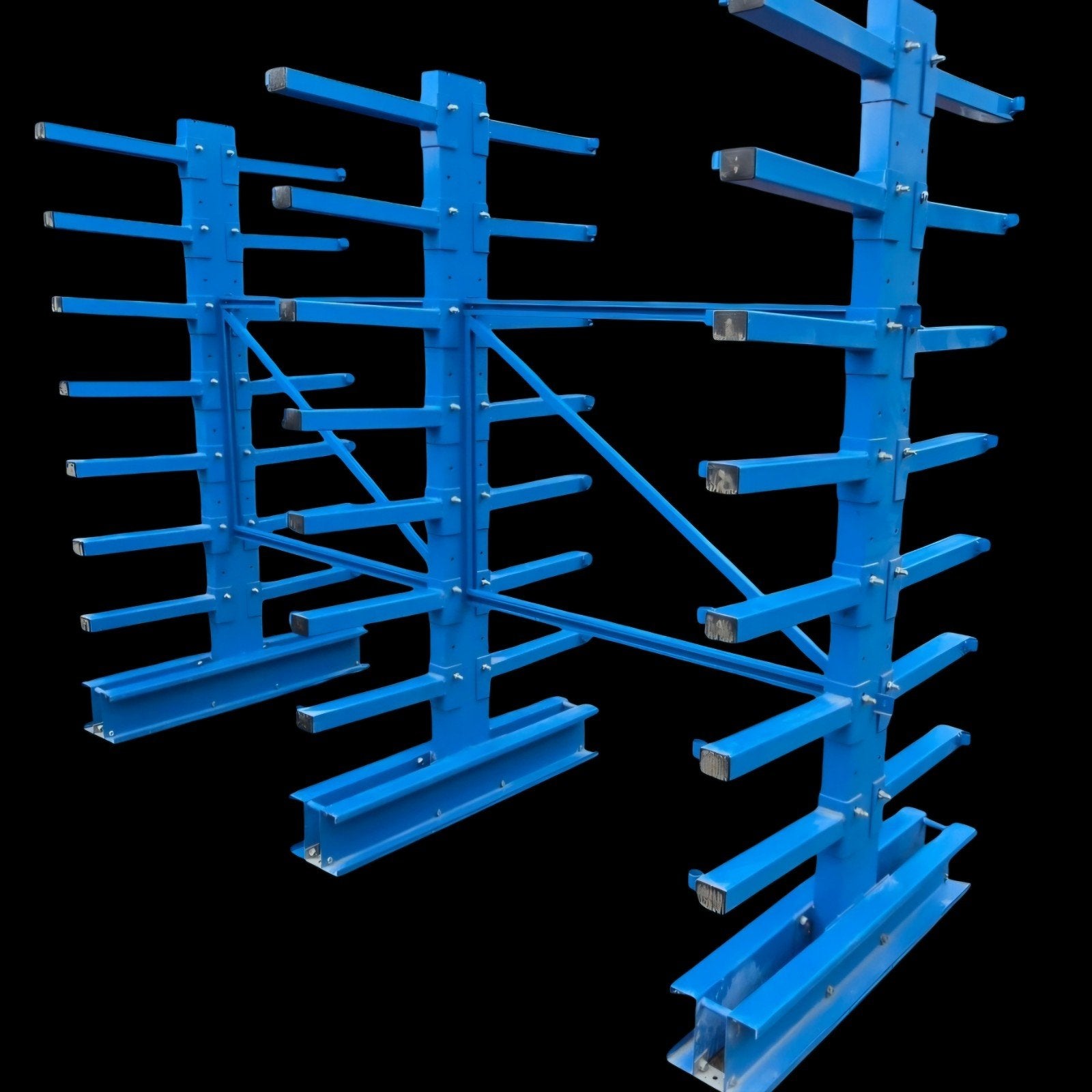 Draagarmstelling, blauw. L=325 D=120 H=240cm. Nette stelling, Ophalen, Gebruikt, IJzer