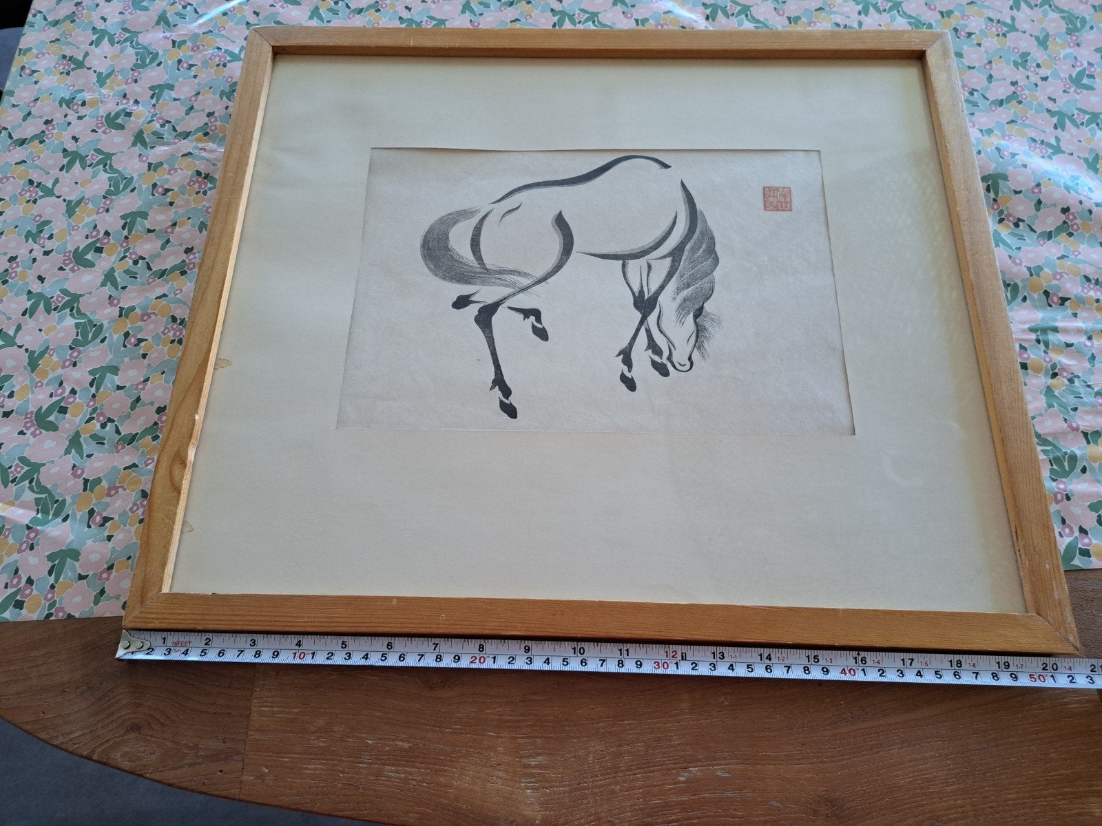 paard Etsch houtskool op rijst papier 44x52 cm, Antiek en Kunst, Kunst | Tekeningen en Foto's, Ophalen, Tekening, Houtskooltekening