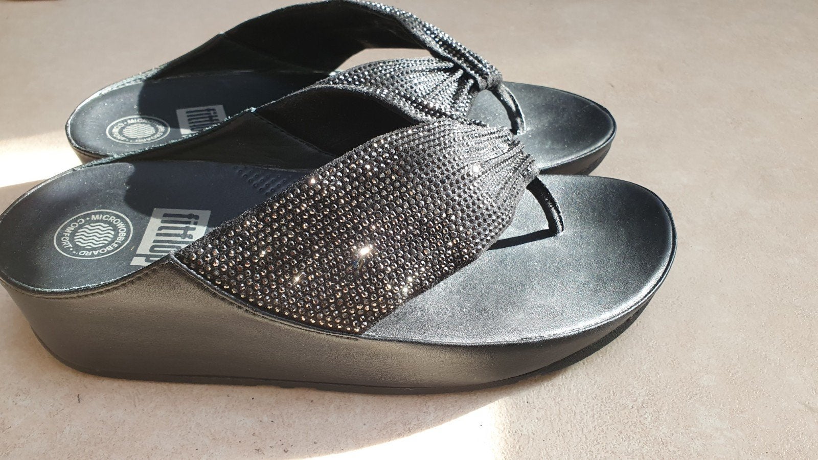 FitFlop slippers met glitters, maat 38, Slippers, Verzenden, Zwart, FitFlop