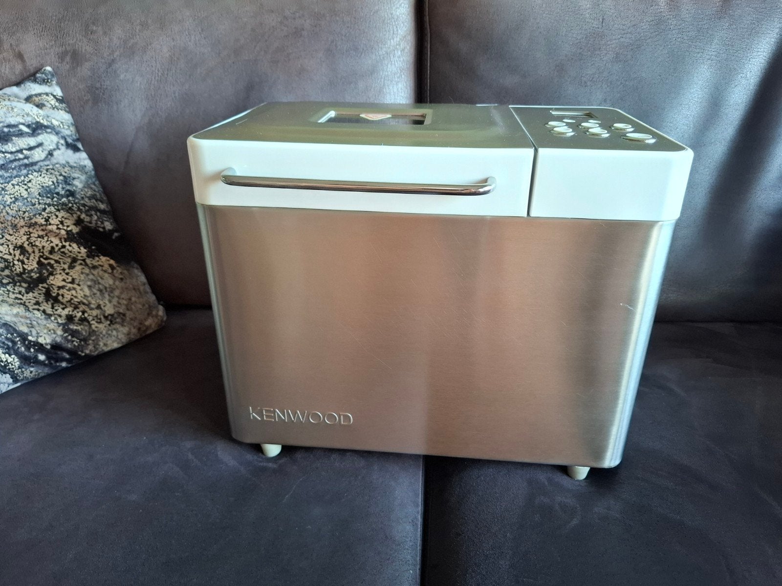z.g.a.n. Kenwood BM350 broodbakmachine in geborsteld rvs!, 800 tot 1200 gram deeg, Zo goed als nieuw, Kijkvenster, Ophalen