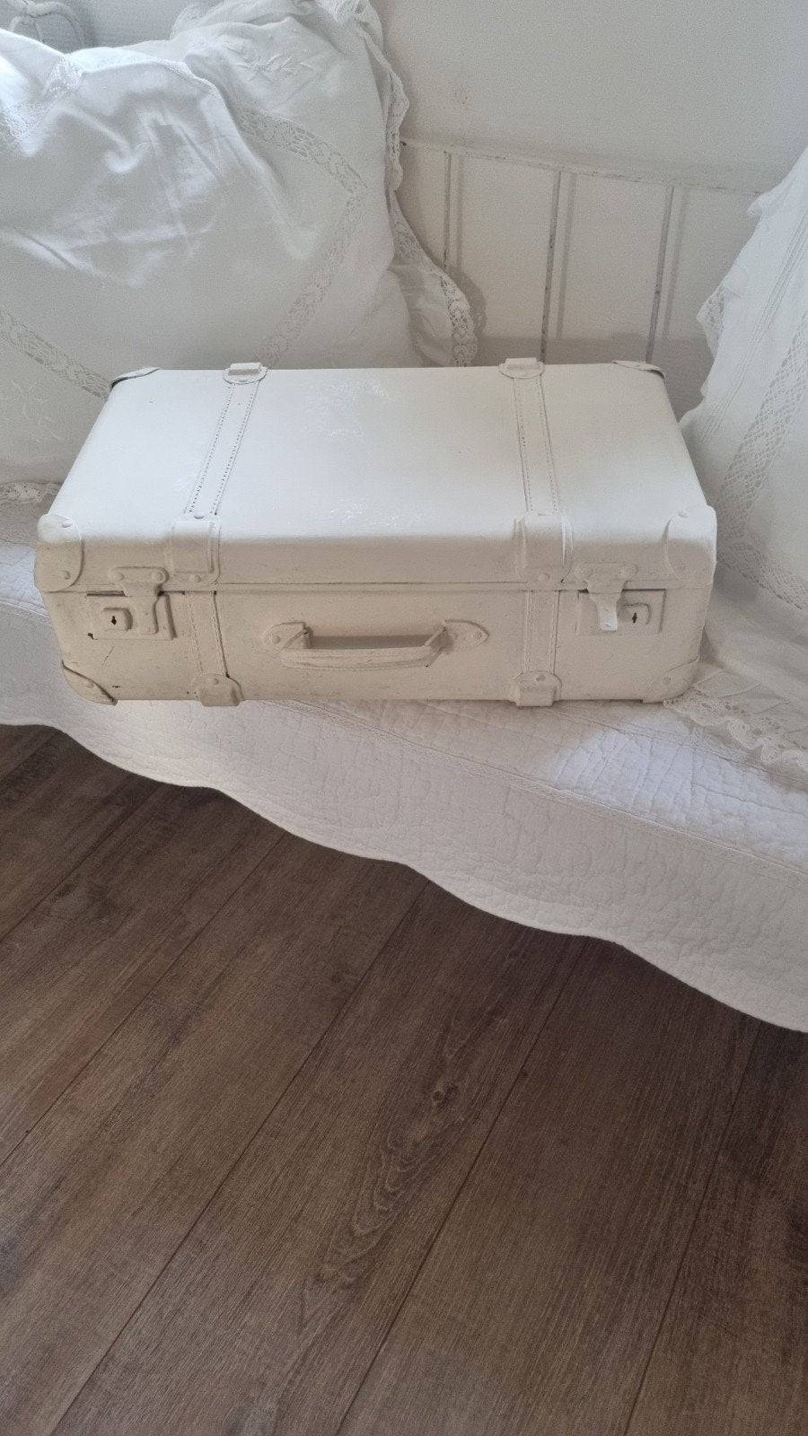 Vintage Witte Koffer - Decoratief en Ruim, Antiek en Kunst, Ophalen