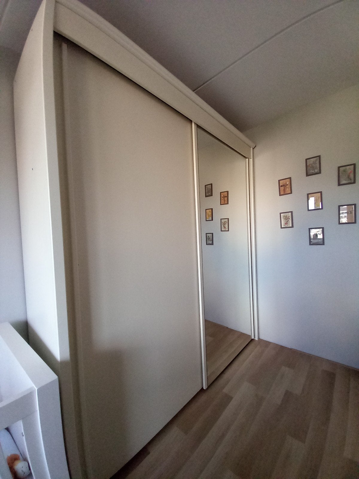 Kledingkast met schuifdeuren en spiegel, Ophalen, Gebruikt, 200 cm of meer, Met plank(en)