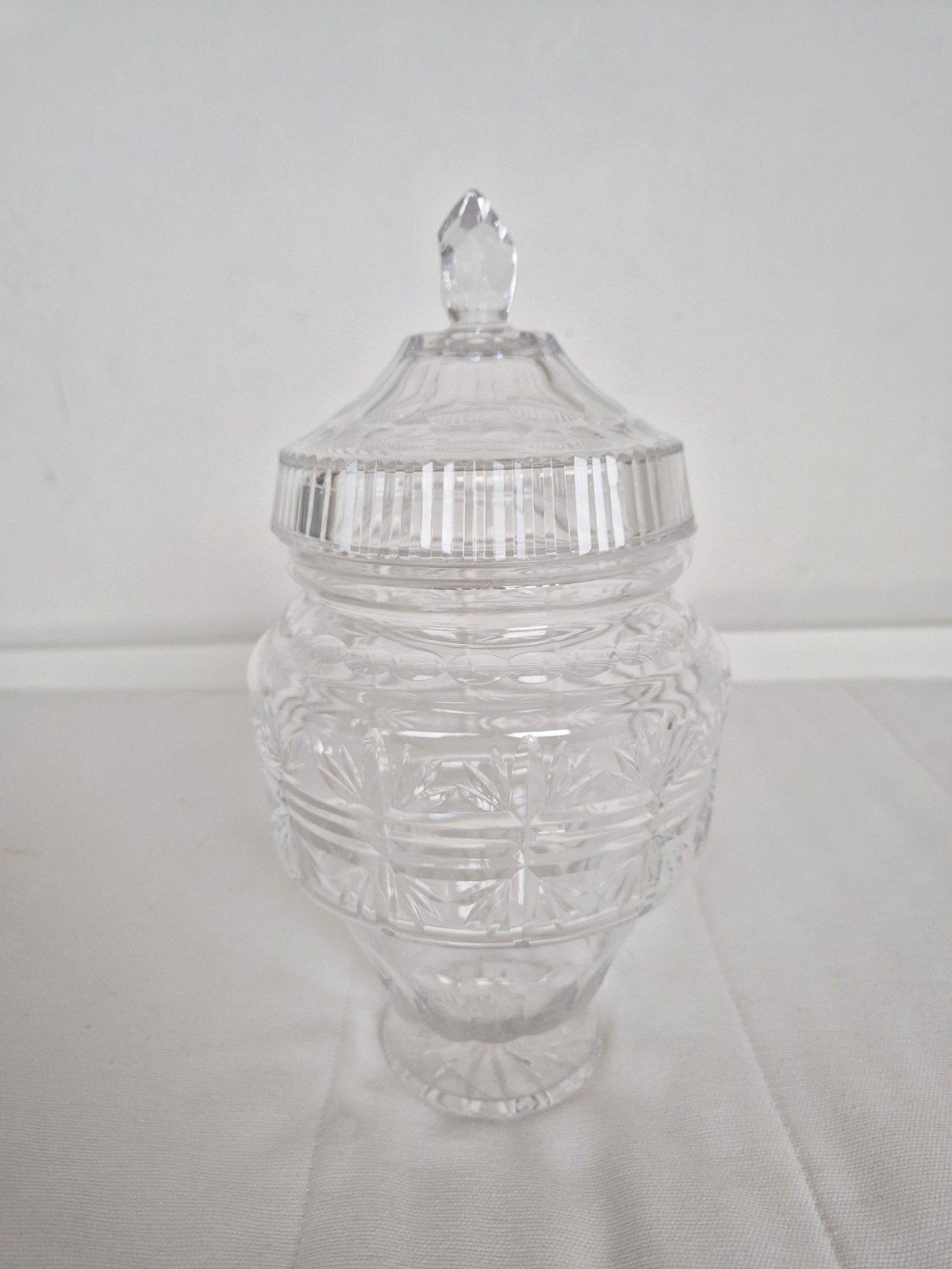 Glazen snoeppot met deksel - geslepen glas, Ophalen