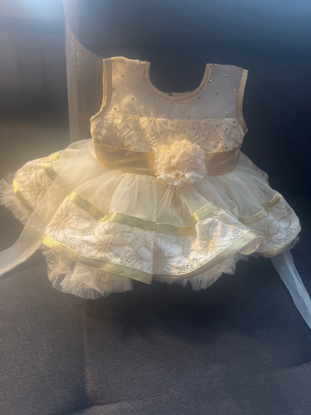 Prachtige feestjurk voor baby/peuter - Goud & Crème, Ophalen of Verzenden, Nieuw, Meisje