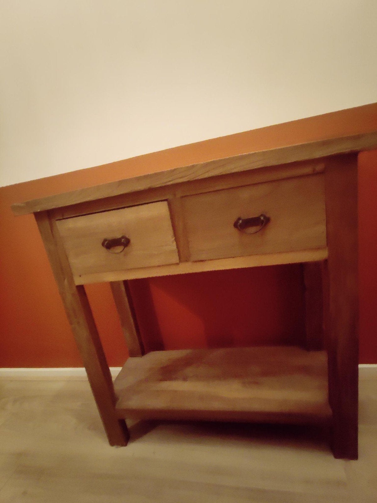 Houten sidetable met lades en plank, Ophalen, 50 tot 100 cm, Rustiek, Teakhout
