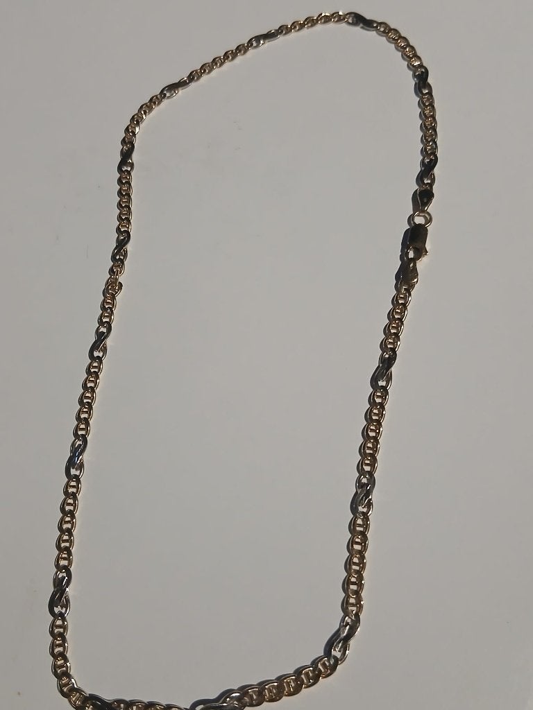 14.42 gram Bicolor Valkenoogschakel ketting 14 karaat goud, Ophalen of Verzenden, Zo goed als nieuw, Goud, Goud