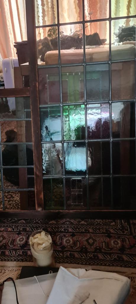 Uniek glas in lood raam - Diverse kleuren, Ophalen, Gevelraam of Ruit, Gebruikt, Glas in lood