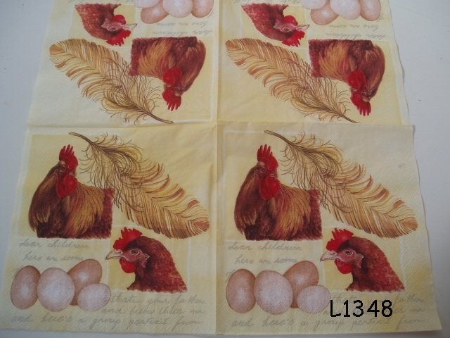 Servetten decoupage/bullet journal - kippen L1348, Verzenden, Nieuw
