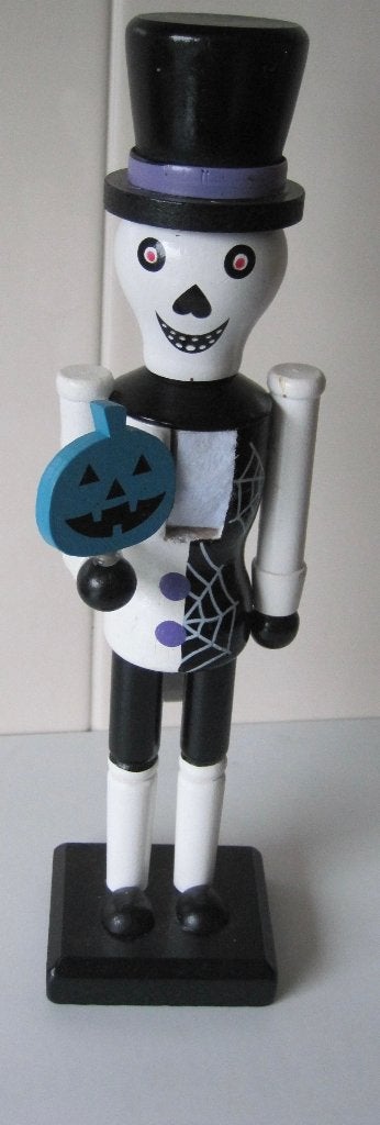 houten notenkraker - skelet met pompoen -Halloween decoratie, Ophalen of Verzenden, Zo goed als nieuw