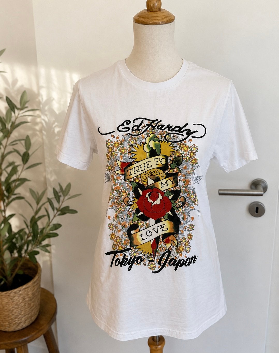 Ed Hardy shirt, Verzenden, Wit, Zo goed als nieuw, Korte mouw