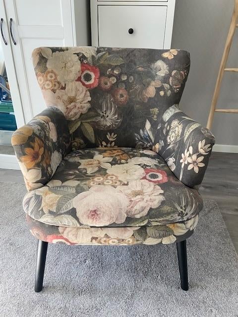 Leuke gebloemde fauteuil, Ophalen, Gebruikt, Minder dan 75 cm, Stof