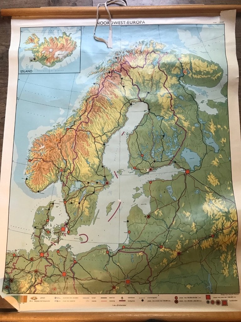 Schoolkaart van noord west-Europa, Antiek en Kunst, Antiek | Schoolplaten, Ophalen, Aardrijkskunde
