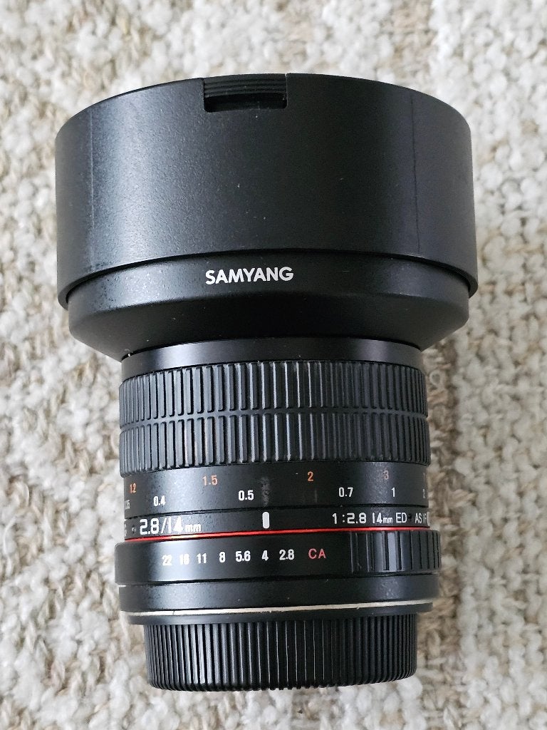 Samyang 14mm f/2.8 ED AS IF UMC groothoeklens voor Canon EF., Zo goed als nieuw, Canon EF, Multi-coated, 14 mm