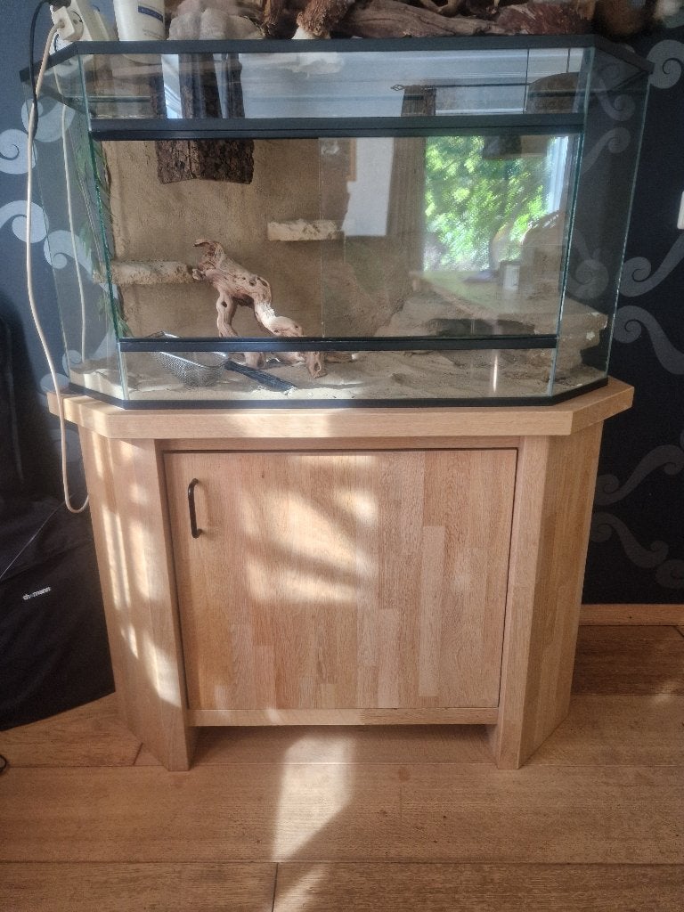 Terrarium met massief eiken onderkast, Ophalen, Gebruikt, Terrarium of Paludarium