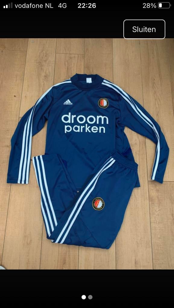 Feyenoord Trainingspak Adidas Droomparken, Blauw, Maat 42/44 (L), Ophalen of Verzenden, Fitness of Aerobics