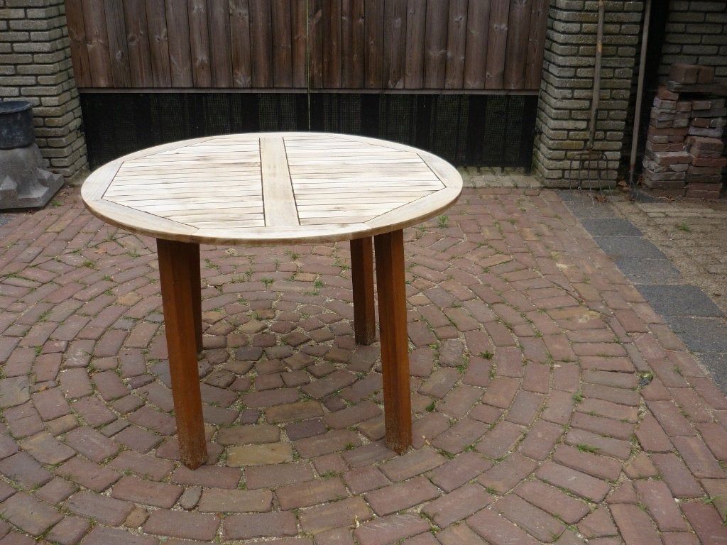 tuintafel   teak  110 rond, Tuin en Terras, Ophalen, Gebruikt, Teakhout