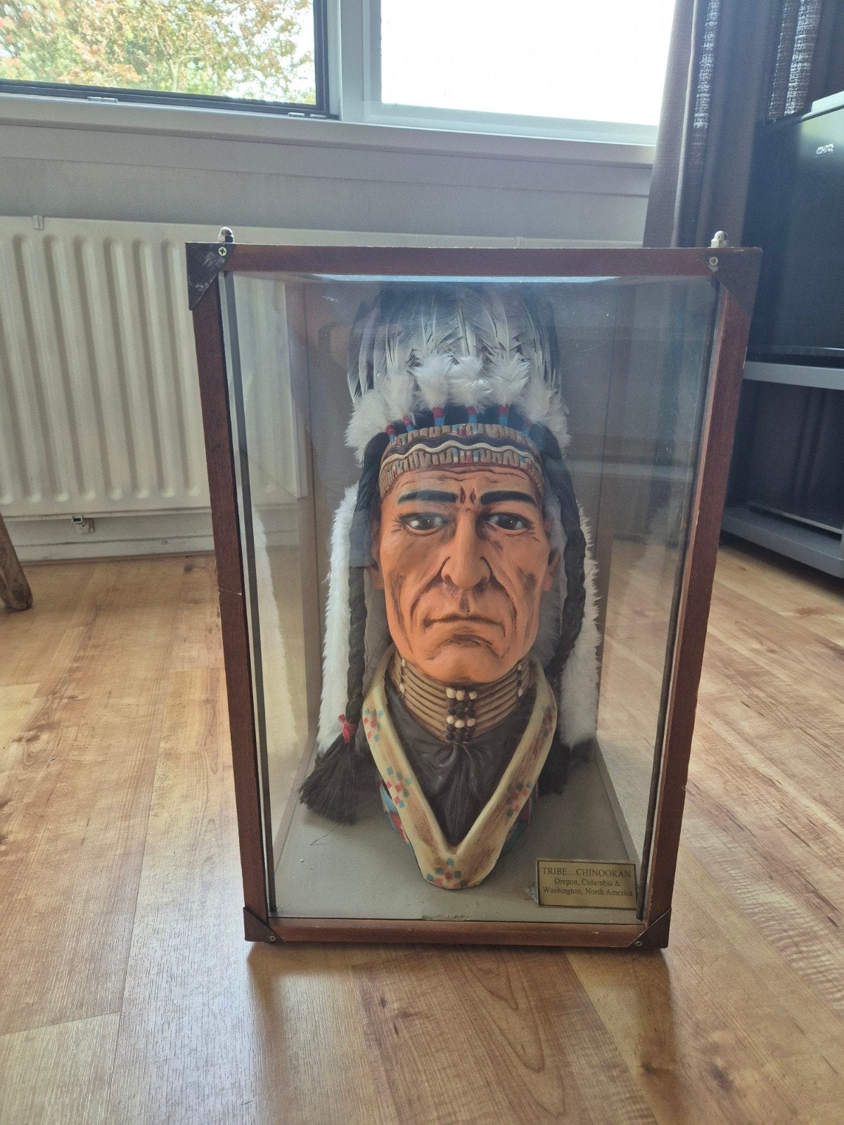 Hoofd van een Chinookan Chief in Vitrine, Ophalen, Zo goed als nieuw