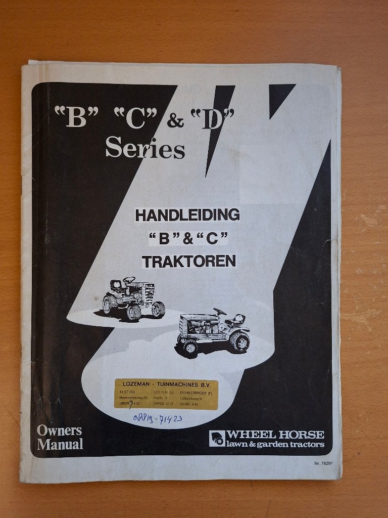Handleiding Wheel Horse B & C traktoren, Ophalen of Verzenden, Gelezen, Tractor en Landbouw