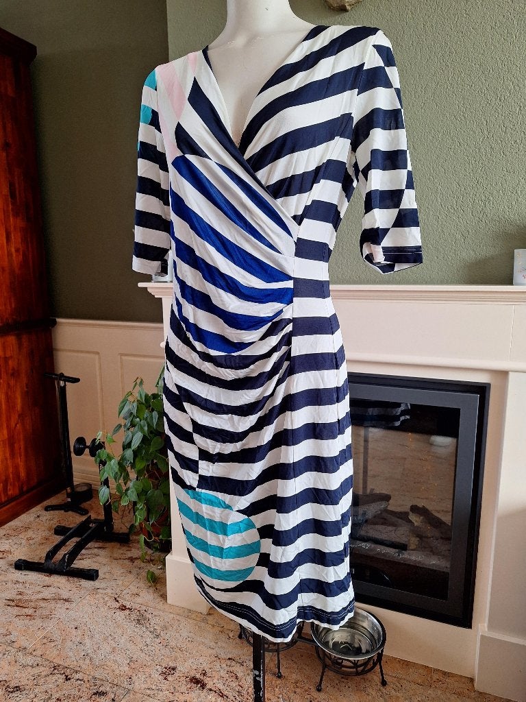 Luisa Cerano jurk M 38 blauw wit, Kleding | Dames, Jurken, Maat 38/40 (M), Zo goed als nieuw, Verzenden, Blauw