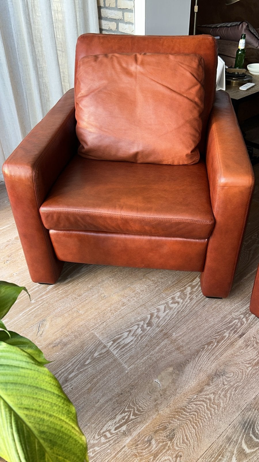2 Cognac Leren Fauteuils van Designer W. Schillig, Ophalen, Zo goed als nieuw, Leer