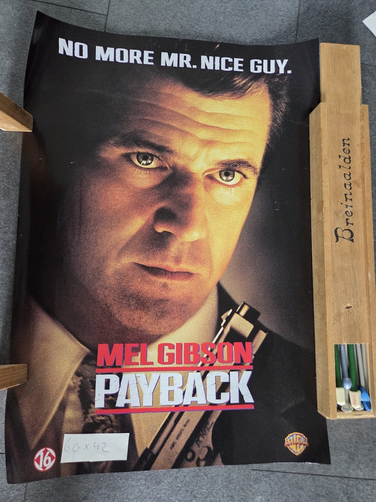 Mel Gibson Payback Film Poster - No More Mr. Nice Guy, Ophalen of Verzenden, A1 t/m A3, Film en Tv, Rechthoekig Staand
