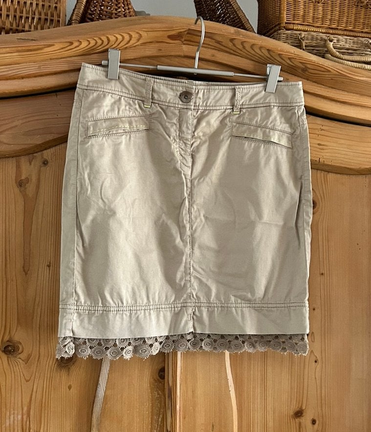 Marccain rok beige katoen stretch maat N3=M, Kleding | Dames, Rokken, Maat 38/40 (M), Beige, Ophalen of Verzenden, Zo goed als nieuw
