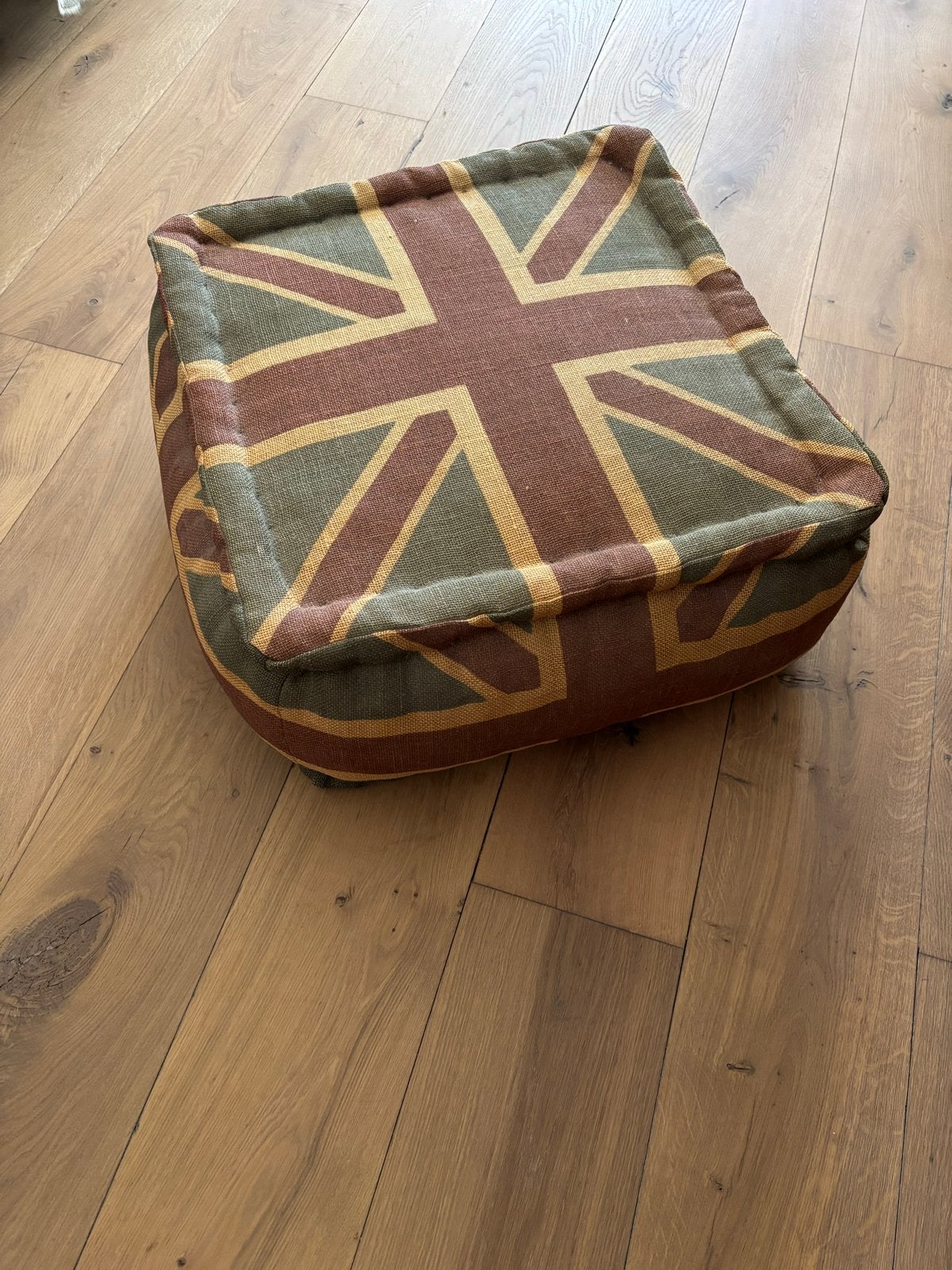 Poef met Union Jack print - 55x55 cm, Gebruikt, Vierkant, Ophalen of Verzenden, Stof