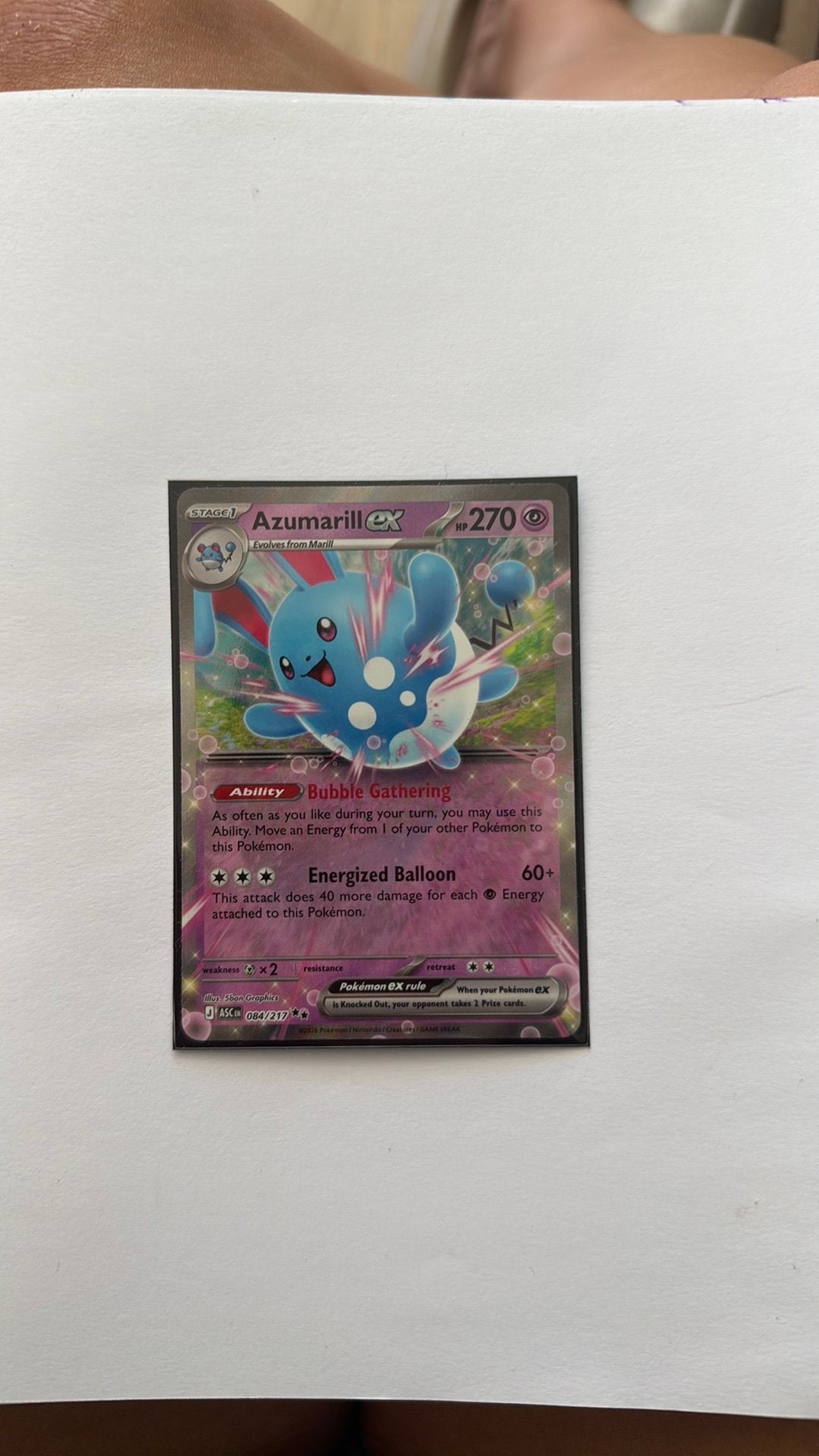 Azumarill Ex pokemon kaart, Ophalen of Verzenden, Zo goed als nieuw