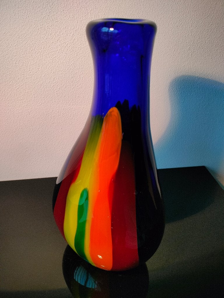 Murano Vaas Zwaar 4,2 kg Regenboog 1980, Ophalen of Verzenden