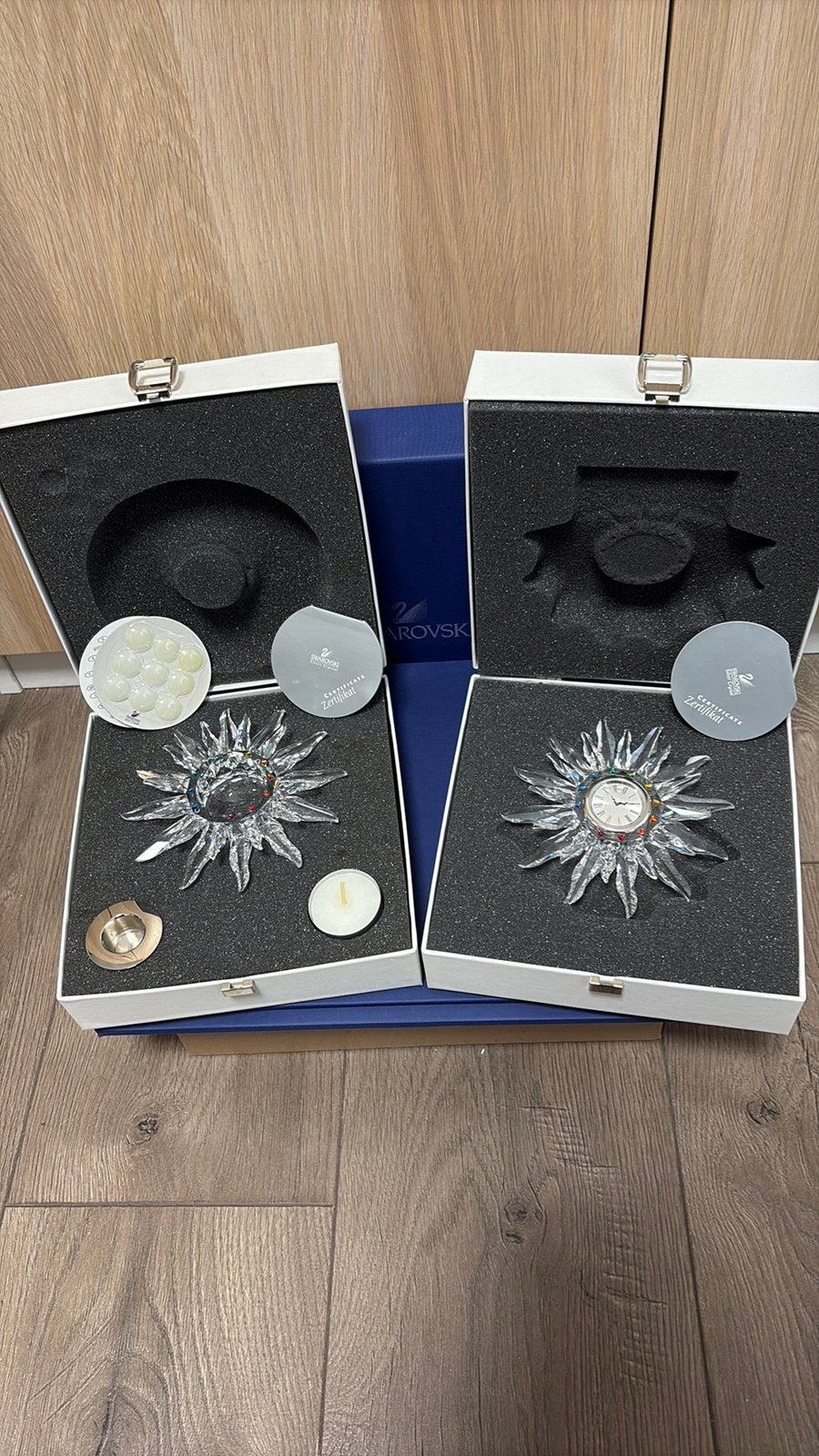 Swarovski Solaris kandelaar en klok, Ophalen of Verzenden, Zo goed als nieuw, Figuurtje