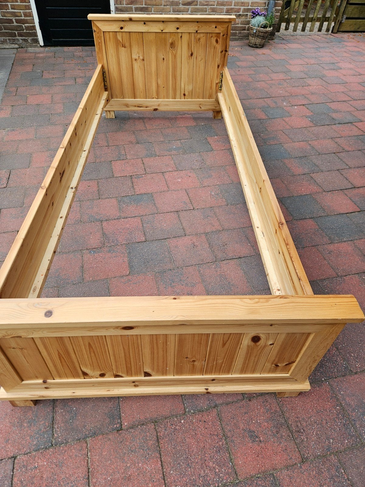Blank houten bed, Ophalen, Gebruikt, 90 cm, Eenpersoons