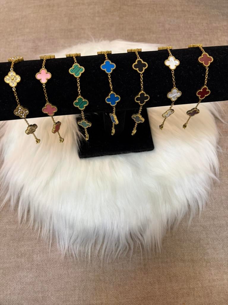 Klaver / clover armbanden en ketting, Ophalen of Verzenden, Nieuw, Goud, Overige materialen
