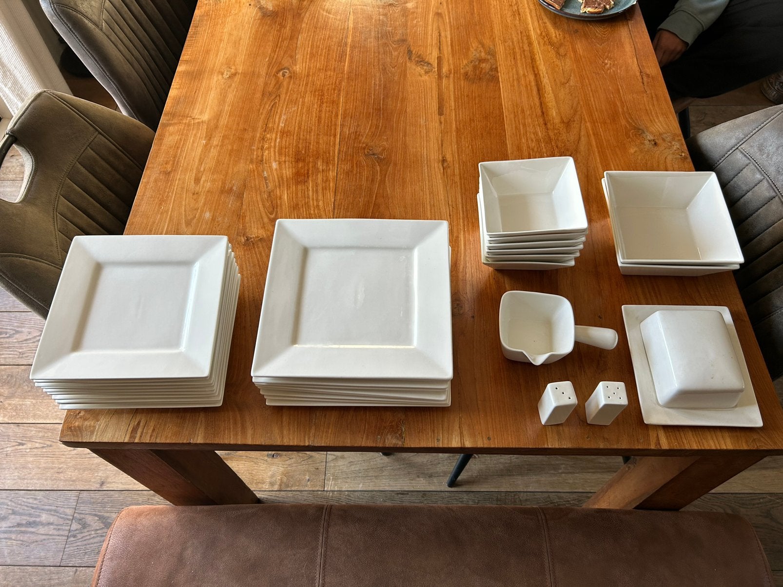 Servies wit vierkant, Huis en Inrichting, Ophalen, Gebruikt, Vierkant, Steen/keramiek