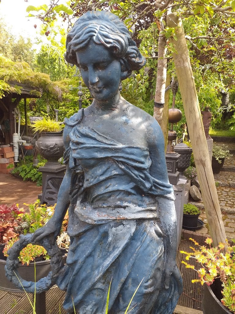 tuinbeeld in gietijzer, Tuin en Terras, Tuinbeelden, Ophalen, Gebruikt, Metaal, Mensenbeeld