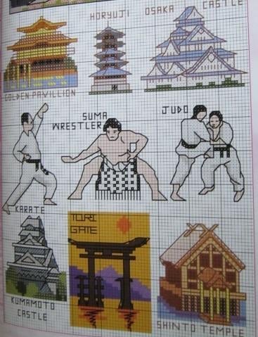 Borduurpatroon  Japanse vecht sport   nr 5735, Verzenden, Zo goed als nieuw, Handborduren, Patroon