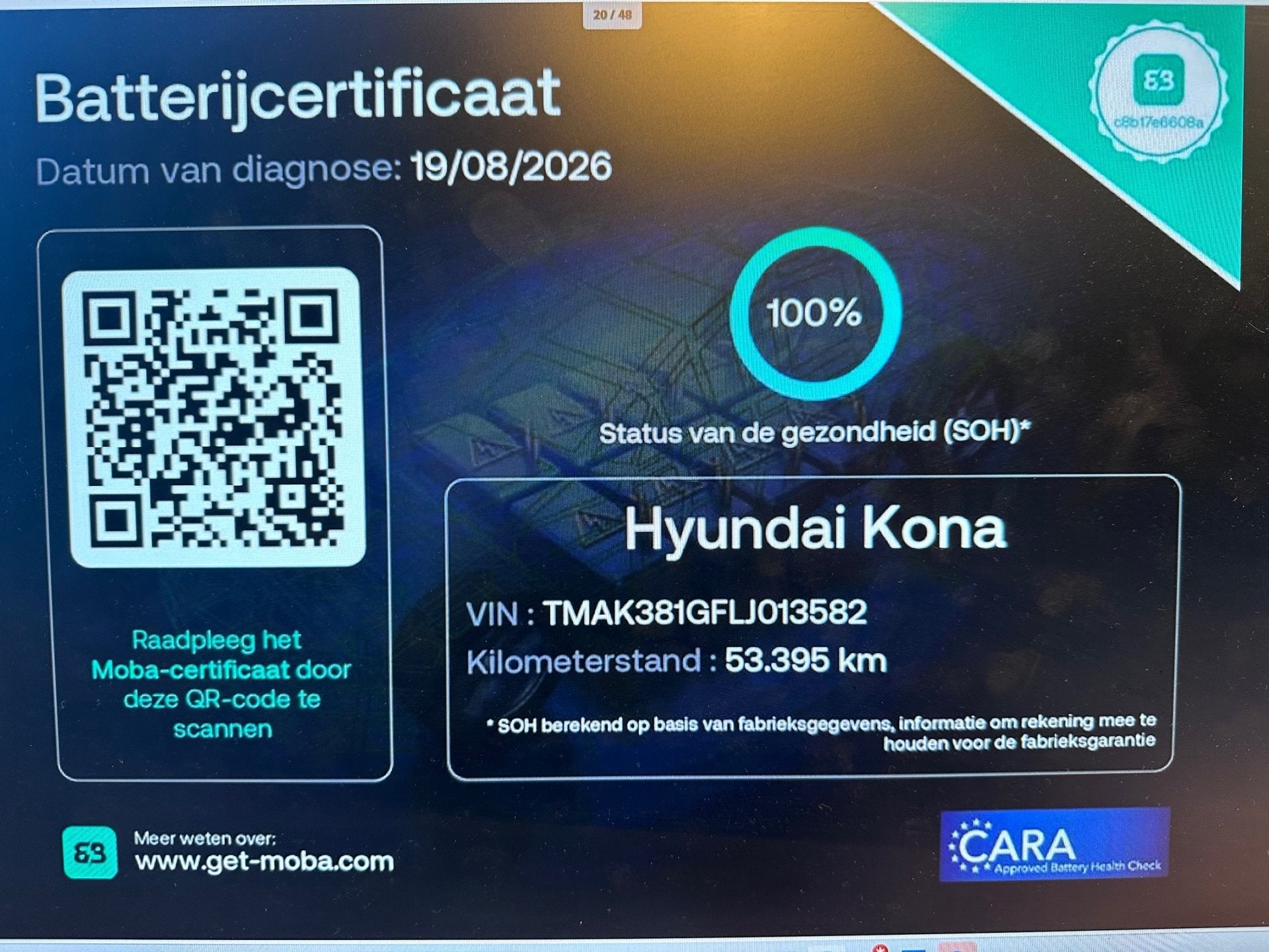 Hyundai Kona EV Fashion 64 kWh FASE3 SOH 100% |1E EIG|DEALER, Dealer onderhouden, Stof, Gebruikt, Zwart