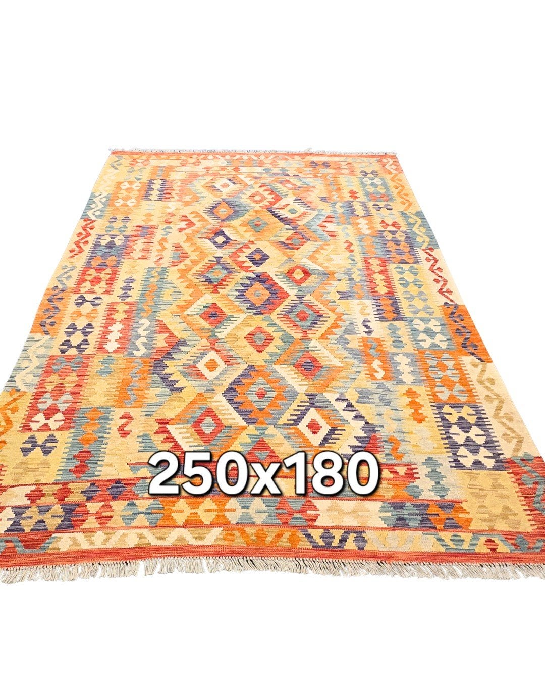 Tribal Kelim Afganistan 250x180 wollen vloerkleed hadgeweven, 1185VB, Crème, De handelmaatschappij, Info@rugsandcerpets.nl
