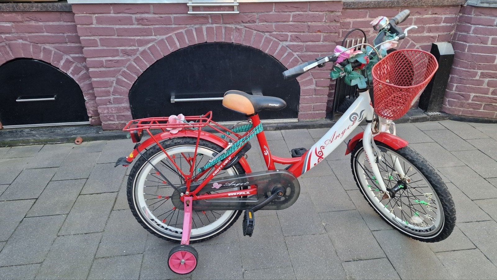 Popal Angel 20 inch meisjesfiets slot verlichting zijwielen, Fietsen en Brommers, Velgrem, Versnellingen, Zo goed als nieuw, Popal