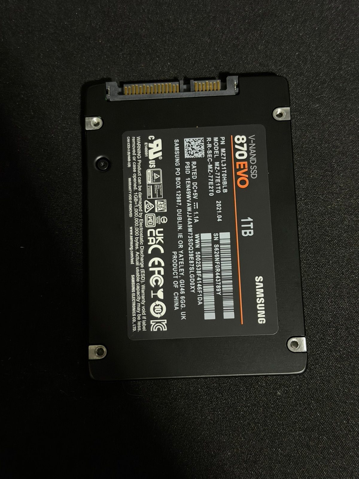Samsung 1tb ssd v-sand 870 evo volledig werkend zgan, Computers en Software, Harde schijven, Ophalen of Verzenden, Zo goed als nieuw
