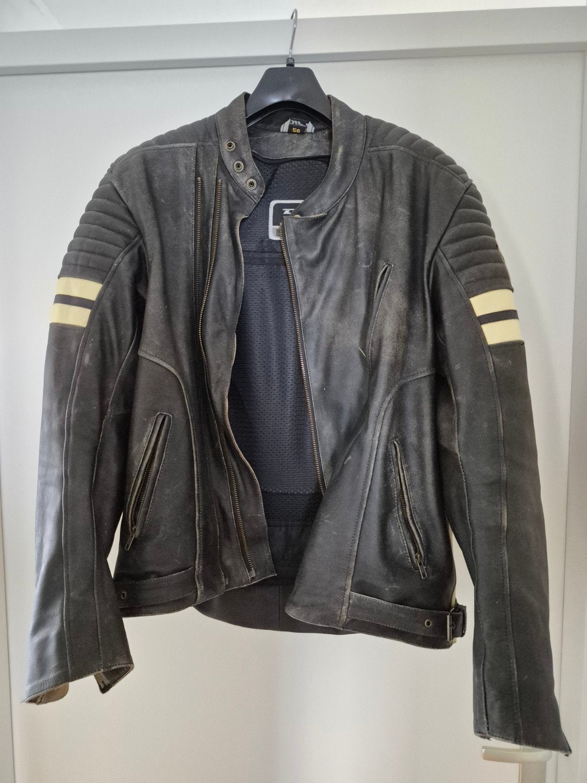 Lederen motorjas, maat 56., Motoren, Ophalen, Tweedehands, Heren, Jas | leer