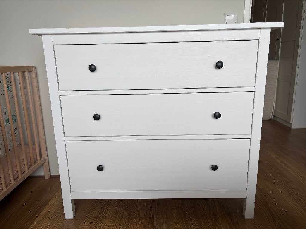 IKEA HEMNES Kast - 3 lades - wit gebeitst, Ophalen, Gebruikt, 50 tot 70 cm, 105 cm of meer