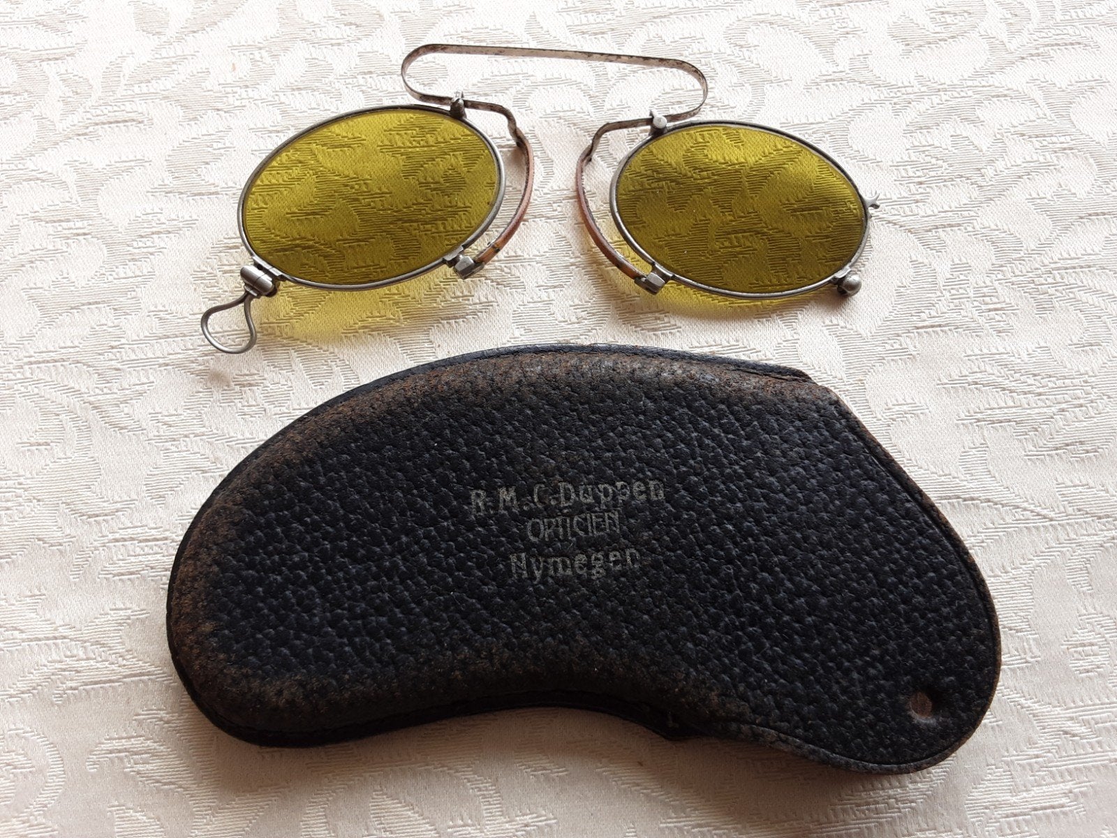 Oude lorgnet zonnebril, met groen glas, Antiek en Kunst, Curiosa en Brocante, Ophalen of Verzenden
