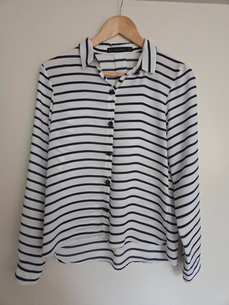 Zara blouse blauw wit gestreept maat S, Zara, Ophalen of Verzenden