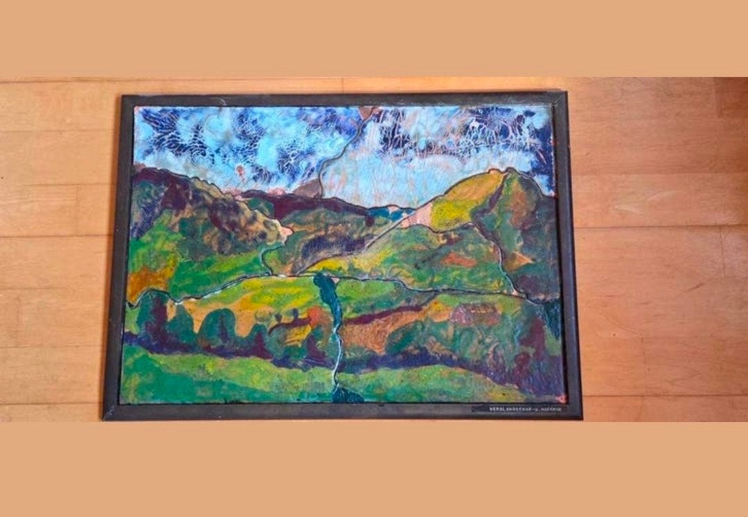 W. Hoffman schilderij emaille/ koper ingelegd, Ophalen
