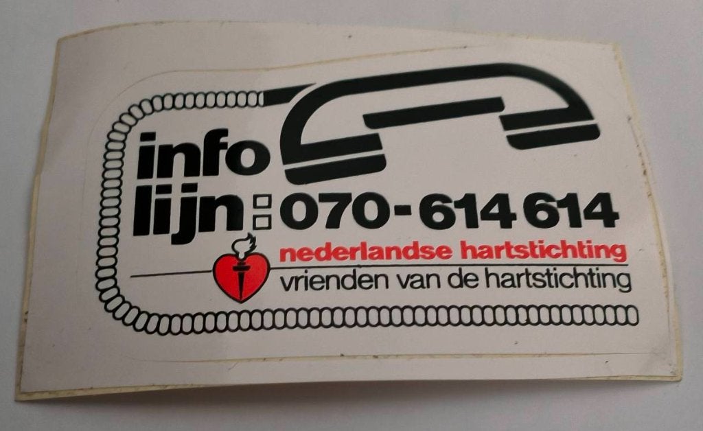 Sticker Infolijn Nederlandse Hartstichting, Verzamelen, Ophalen of Verzenden, Zo goed als nieuw, Bedrijf of Vereniging