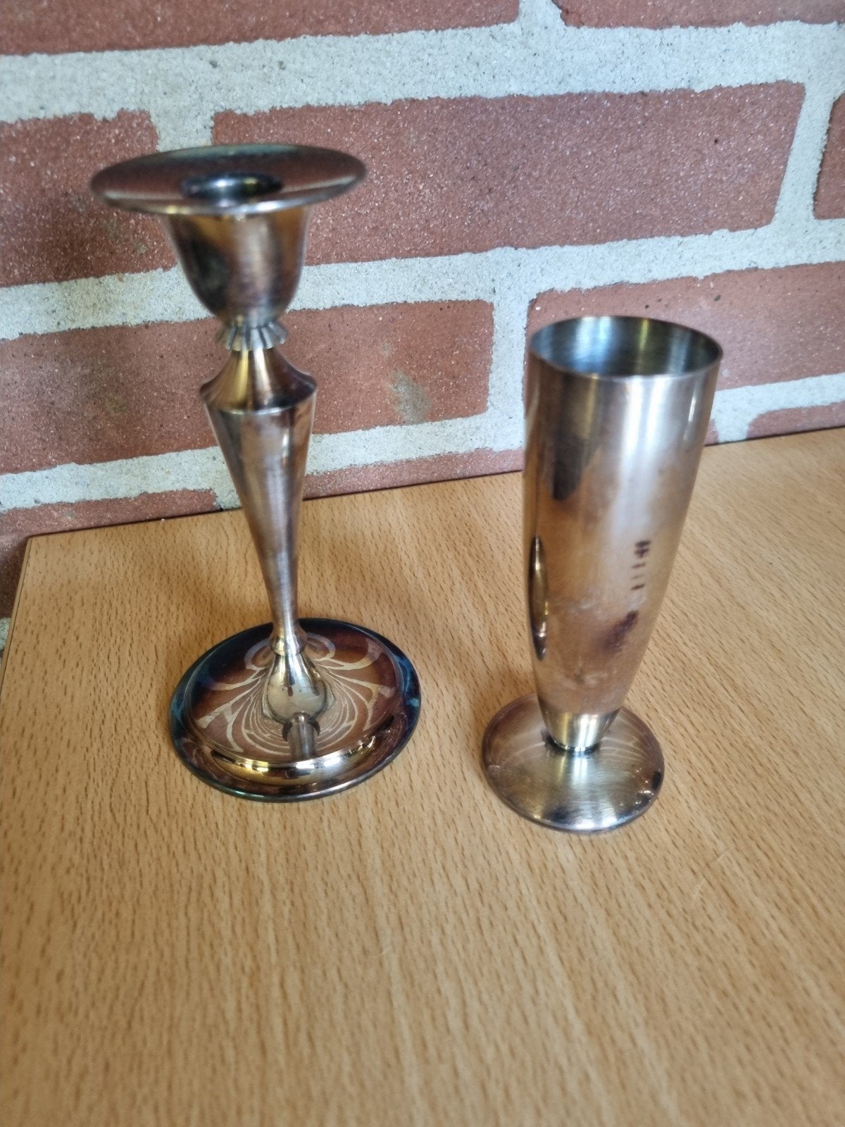 verzilverde kaarsenkandelaar en vaasje, Verzenden, Zilver