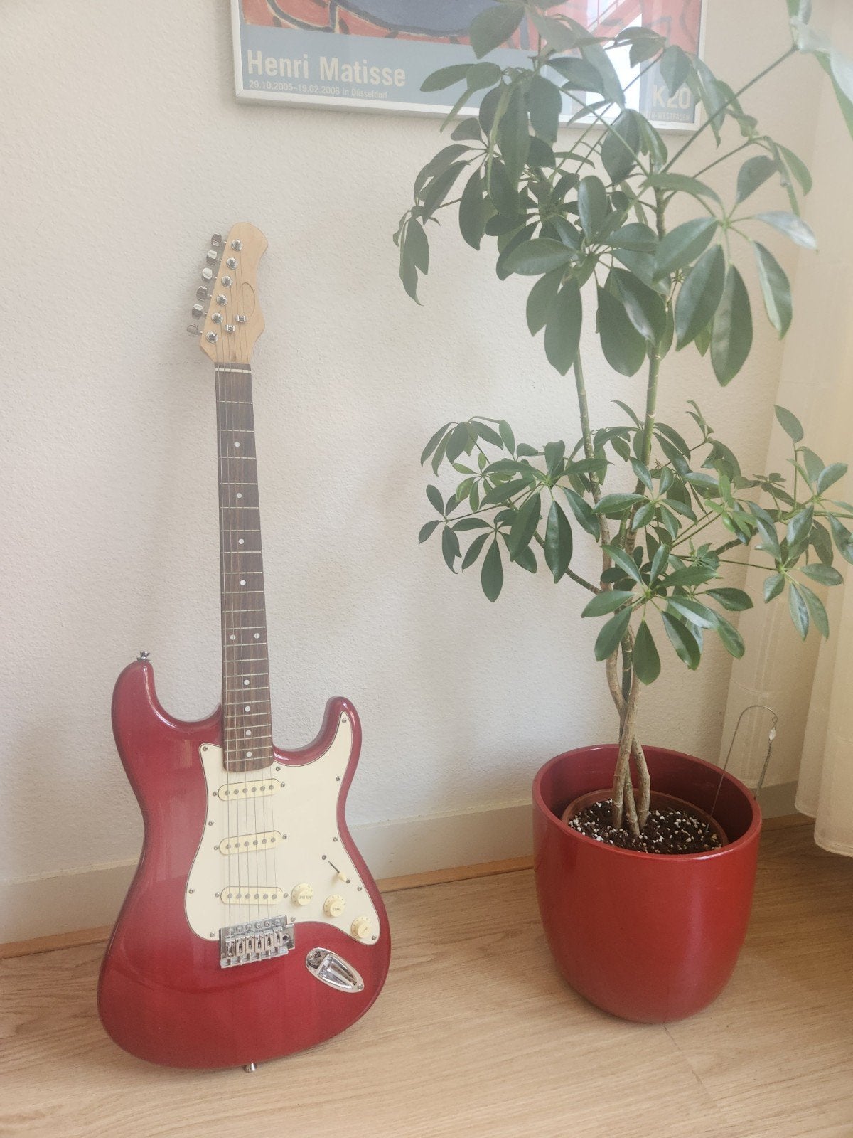 Stagg elektrische gitaar, rood, met gigbag, Ophalen, Gebruikt