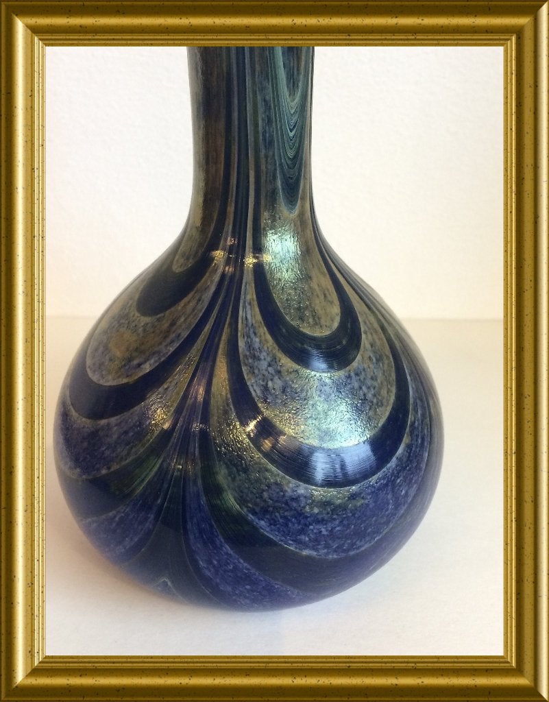 Prachtige vaas met iriserende kleuren, kobaltblauw / goud, Antiek en Kunst, Antiek | Glas en Kristal, Ophalen of Verzenden
